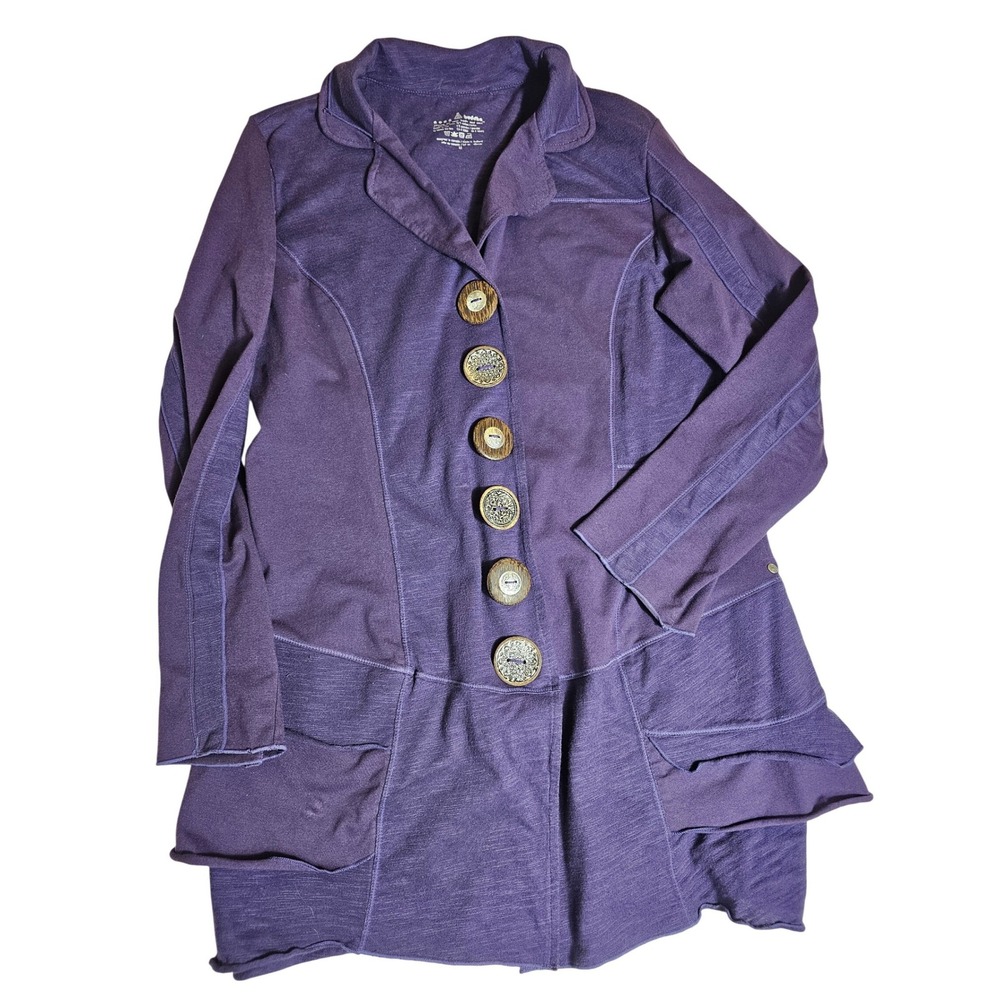 Neon Buddha Purple Mixed Texture Button Up Cardigan Jacket Womens Medium Boho